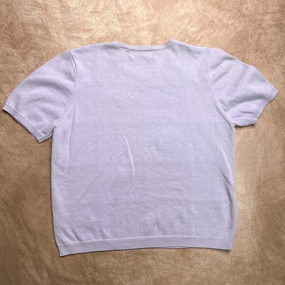 Vintage 90s Alfred Dunner Patchwork Beaded Butterfly Short Sleeve Sweater Pastel - Picture 4 of 7